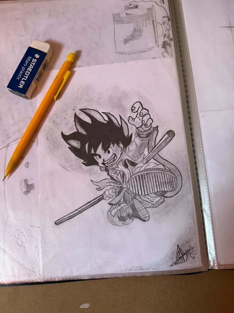 Un dessin au crayon de l'artiste