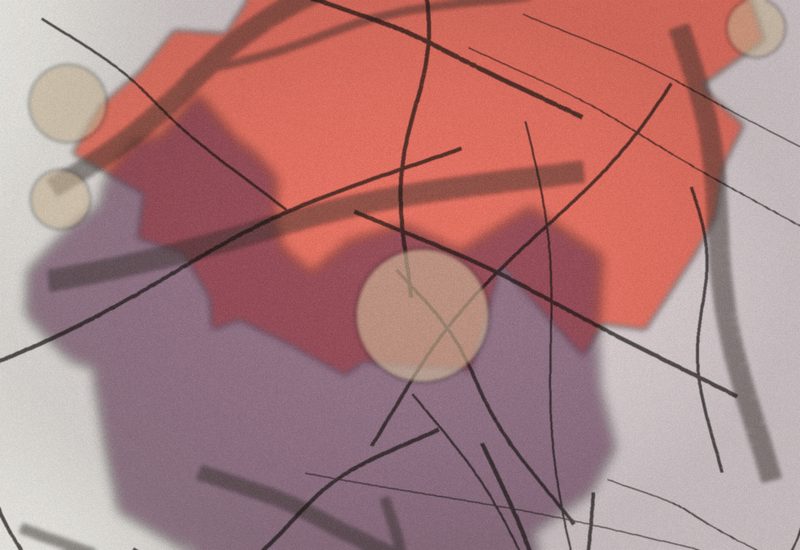 Fragments I — bandes prune et éclat corail, composition graphique