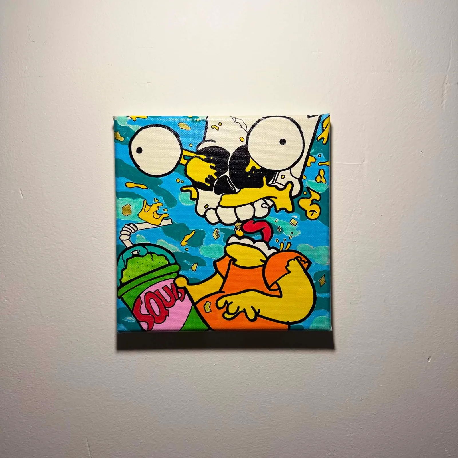 Brain Freeze Bart — Acrylique sur toile, 20 × 20 cm, 2020