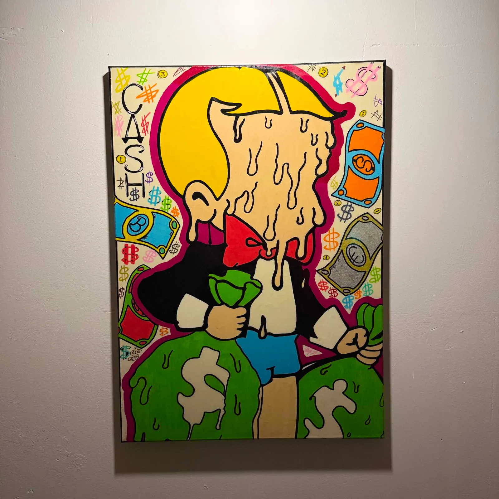 CASH — Acrylique sur toile, 70 × 50 cm, 2025