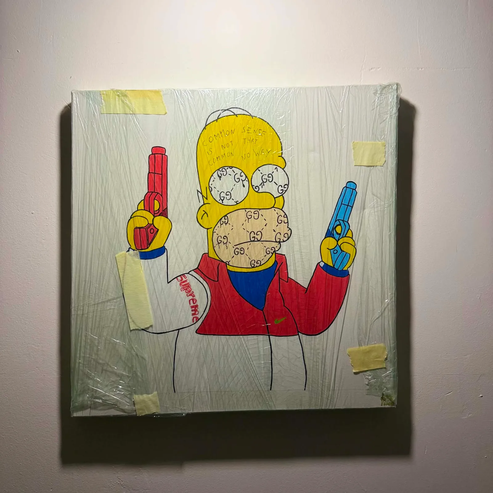 Homer No Way — Acrylique et feutre sur toile, 50 × 50 cm, 2020