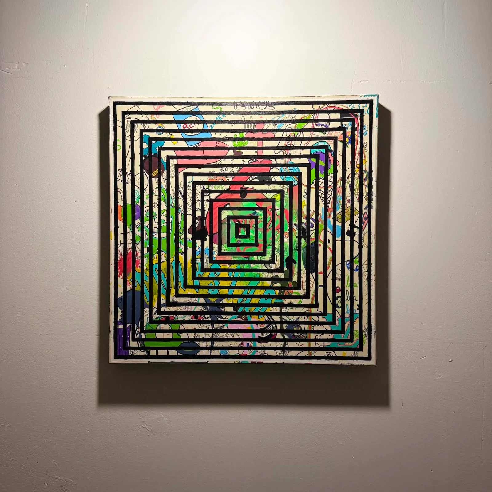 Spirale — Acrylique et feutre sur toile, 50 × 50 cm, 2020