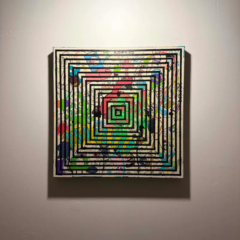 Spirale — Acrylique et feutre sur toile, 50 × 50 cm, 2020